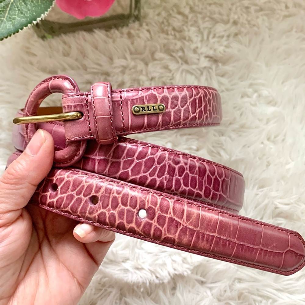 Lauren Ralph Lauren Croc Embossed Italian Leather Womens Belt XL